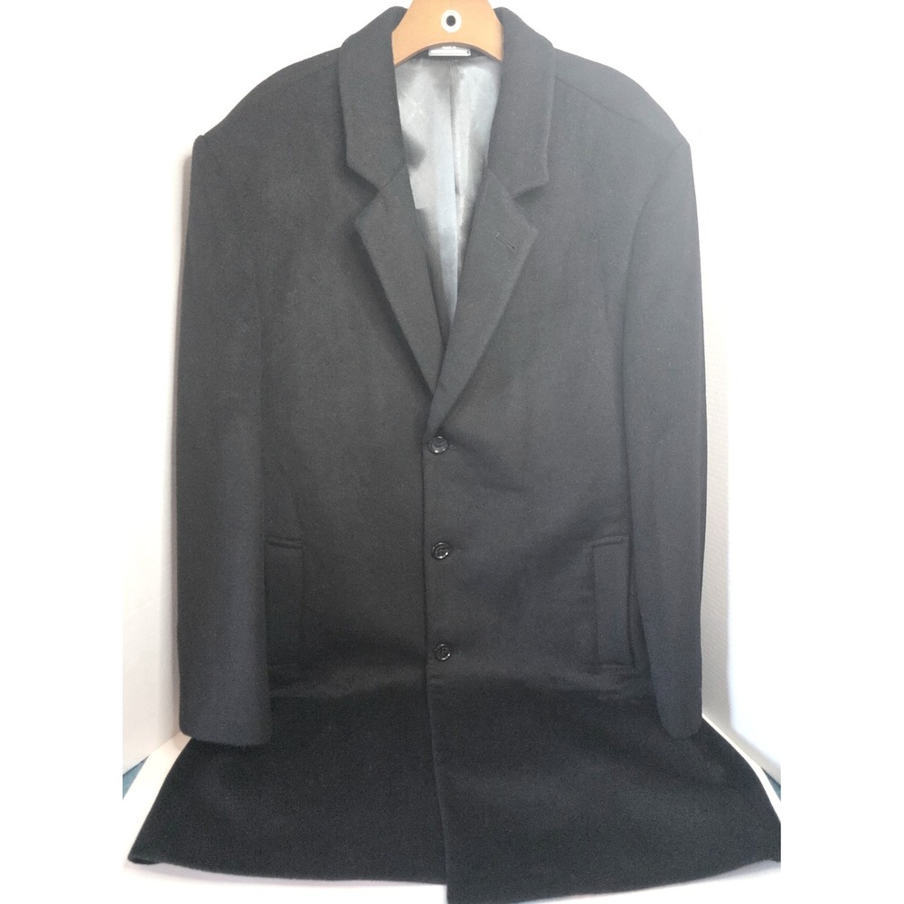 Michael Kors Black Cashmere Wool Blend Overcoat 48R Three Button Coat WORN 1X